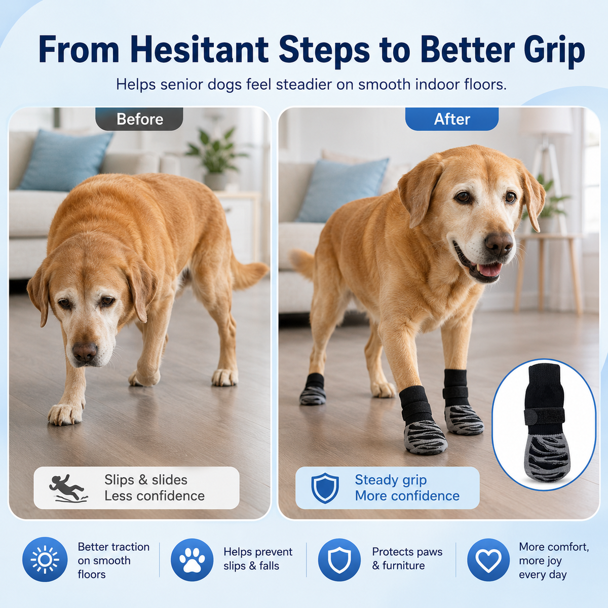 ComfortCanine GripPaws™ Senior Dog Traction Socks