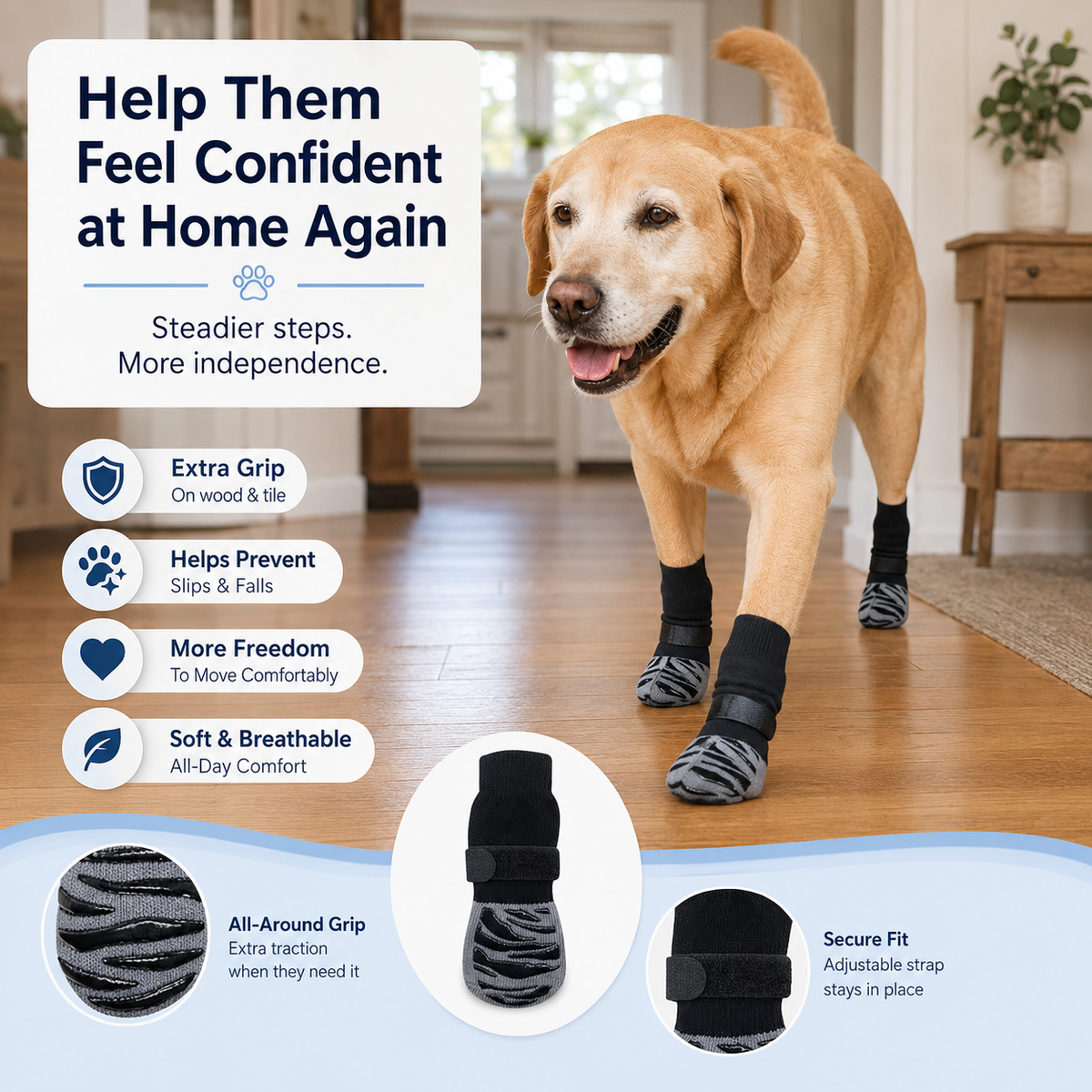 ComfortCanine GripPaws™ Senior Dog Traction Socks
