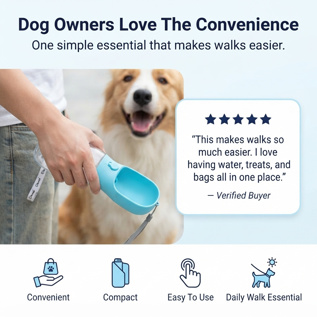 <strong>Water, Treats & Waste Bags—All in One Bottle</strong>
